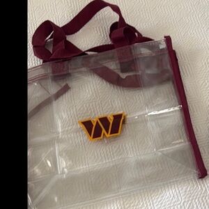 Washington Commanders Clear Tote Bag with Burgundy straps
